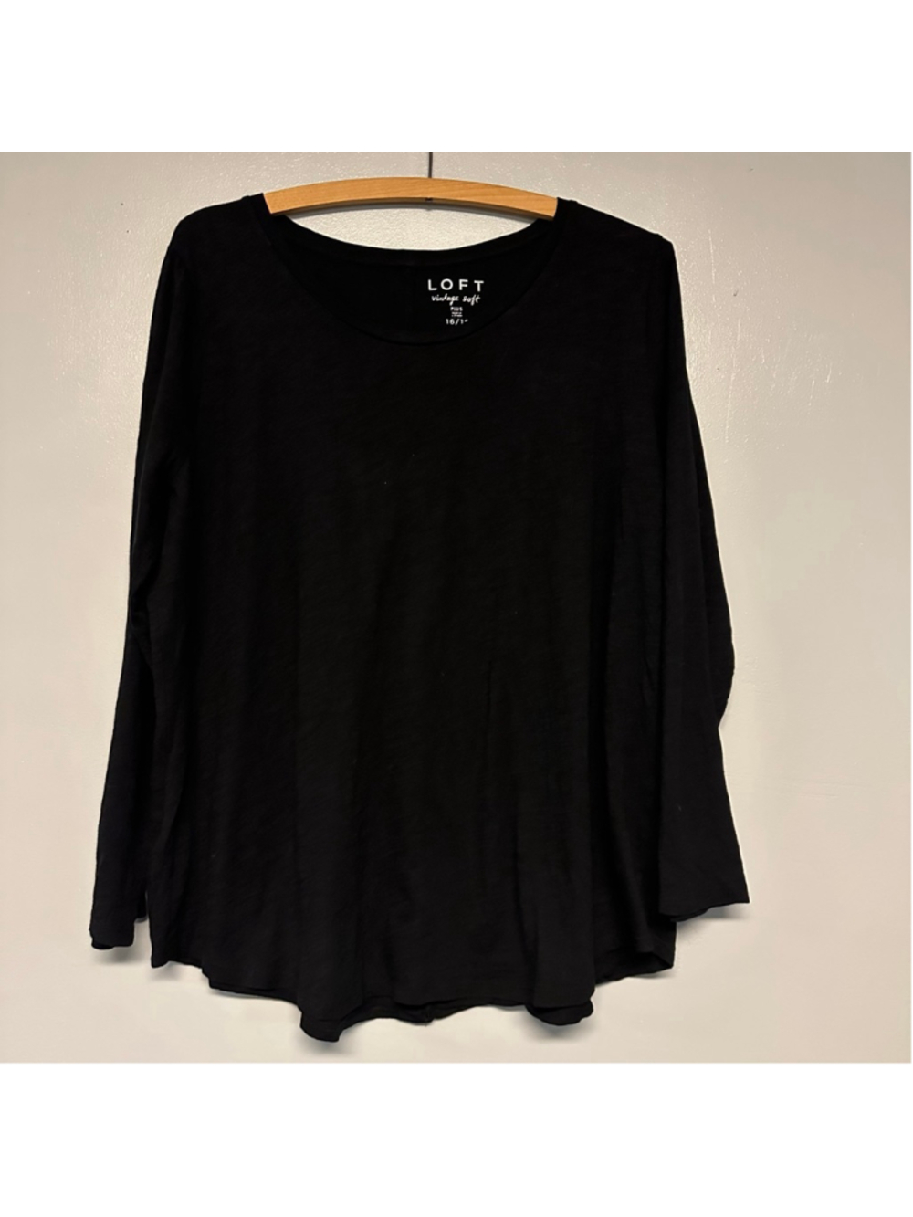 LOFT Black Vintage Soft Long Sleeve Tee Women’s Plus size 16 Casual Layering